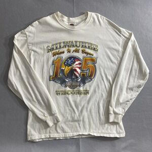 Harley-Davidson "105 Anniversary" Mens XL Long Sleeve Cotton Tee Shirt Two Sided